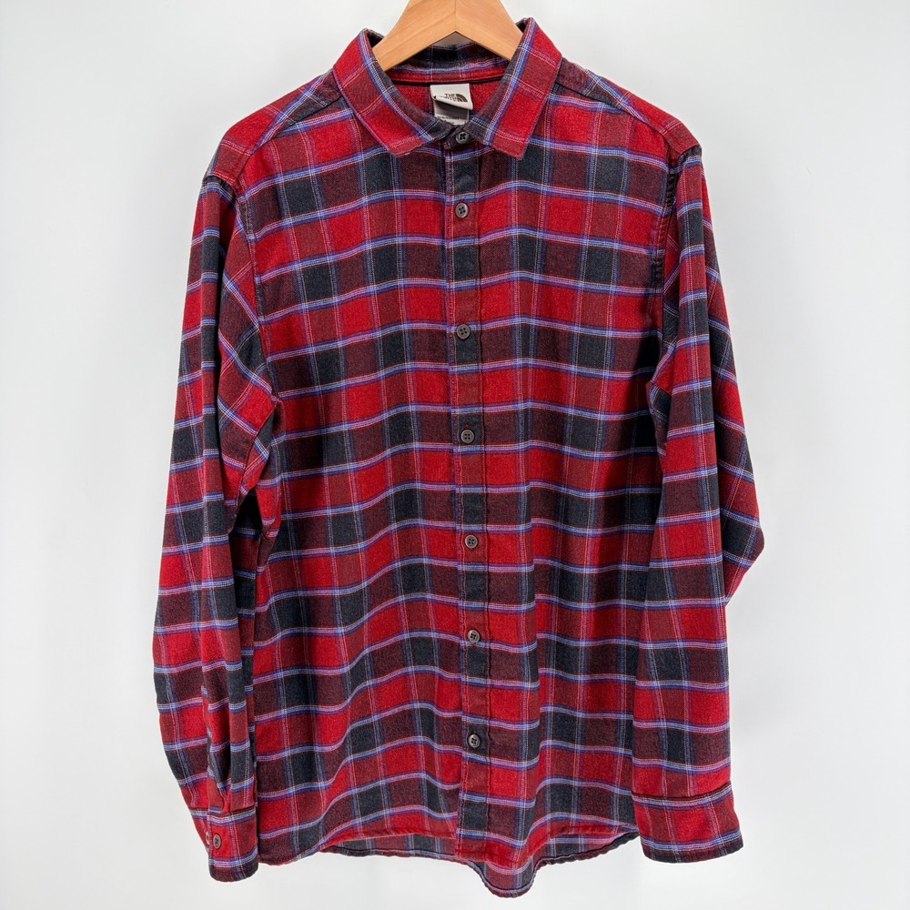 The North Face Flannel Shirt Plaid Long Sleeve Button Front Men's Large